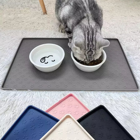 Pet placemat gato comida tigela esteira de alimentação do cão gato cão beber alimentação placemat silicone impermeável antiderrapante pet alimentador esteiras