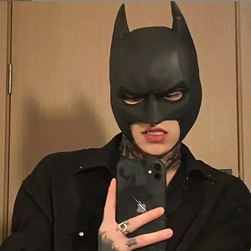 Máscara de morcego arnês material de látex cosplay chapelaria halloween noite dança festa adulto máscara de látex para homem anime