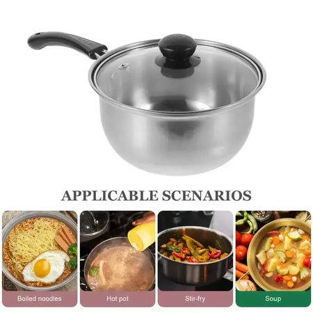 Design de tampa com panela pequena panelas de cozinha panela de sopa universal de aço inoxidável para fogão de indução e fogão a gás