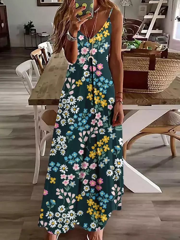 Vestido de cabeçada com estampa floral elegante feminino, casual roupas de praia, plus size, férias, Havaí, novo, 2024