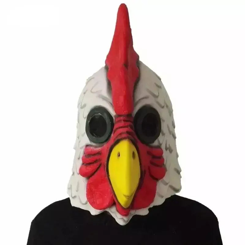Adereços de galo branco máscara de frango louco dia dos tolos de abril fantasia festa cabeça de animal adereços cosplay acesso de carnaval