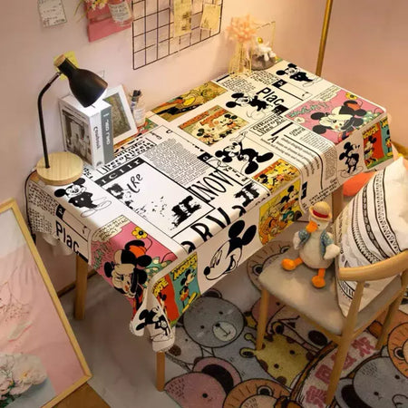 Toalha De Mesa Mickey Mouse Dos Desenhos Animados Da Disney Para Crianças, Mesa De Jantar Americana, Toalha De Mesa De Café Retro, Toalha De Mesa Quadrada