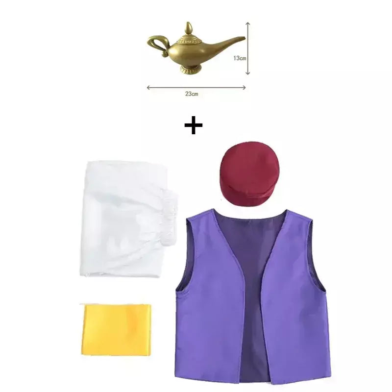 Adulto aladdin príncipe traje nuvens árabes cosplay com cinto e chapéu para festa de halloween desempenho lâmpada de deus vestido de festa