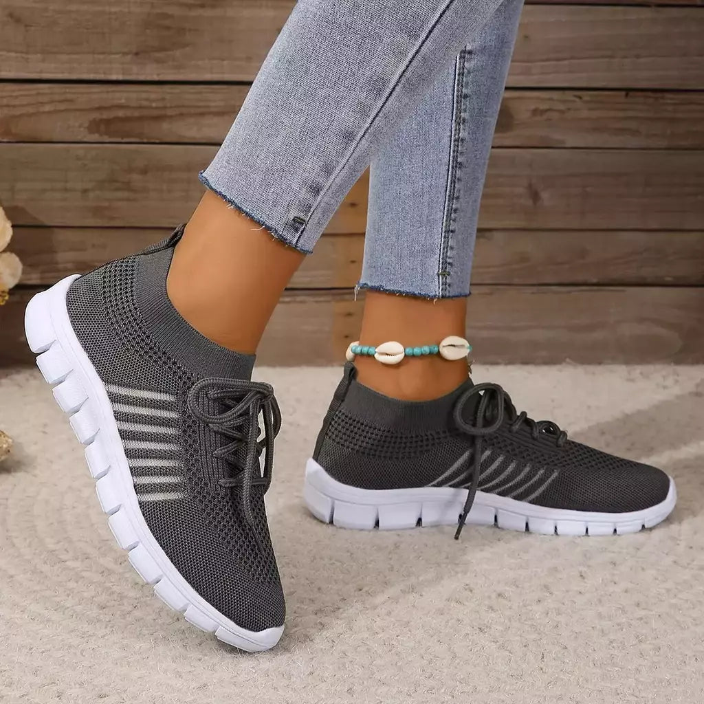 Tênis casual feminino, confortável e respirável, sapato de plataforma versátil com cordões, moda verão, 2024