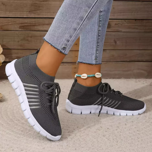 Tênis casual feminino, confortável e respirável, sapato de plataforma versátil com cordões, moda verão, 2024