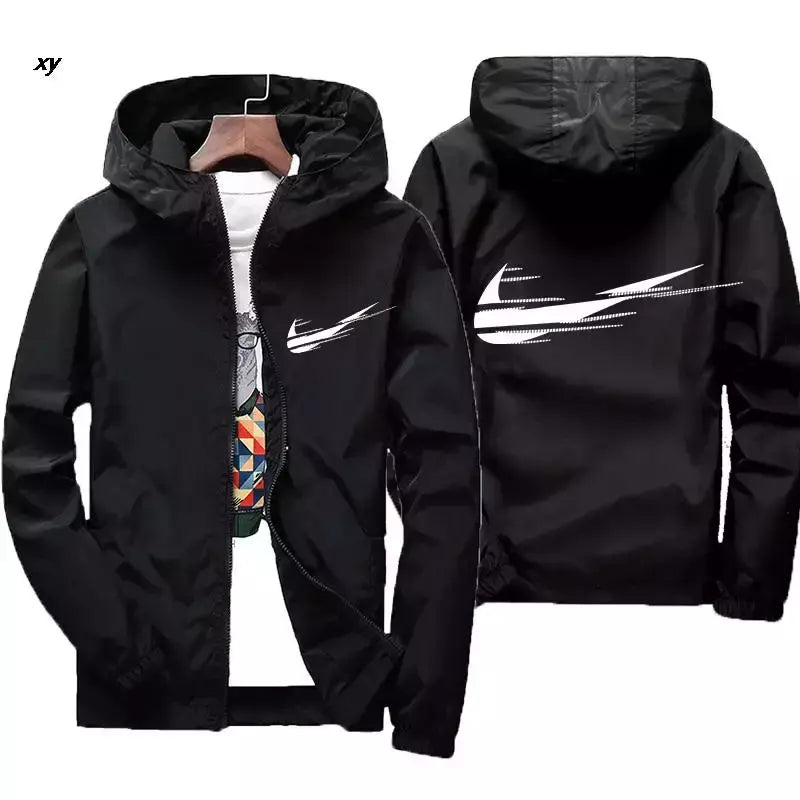 Jaqueta impermeável com capuz masculino, blusão, outwear masculino, streetwear casual, roupas da moda, primavera, outono, 2024