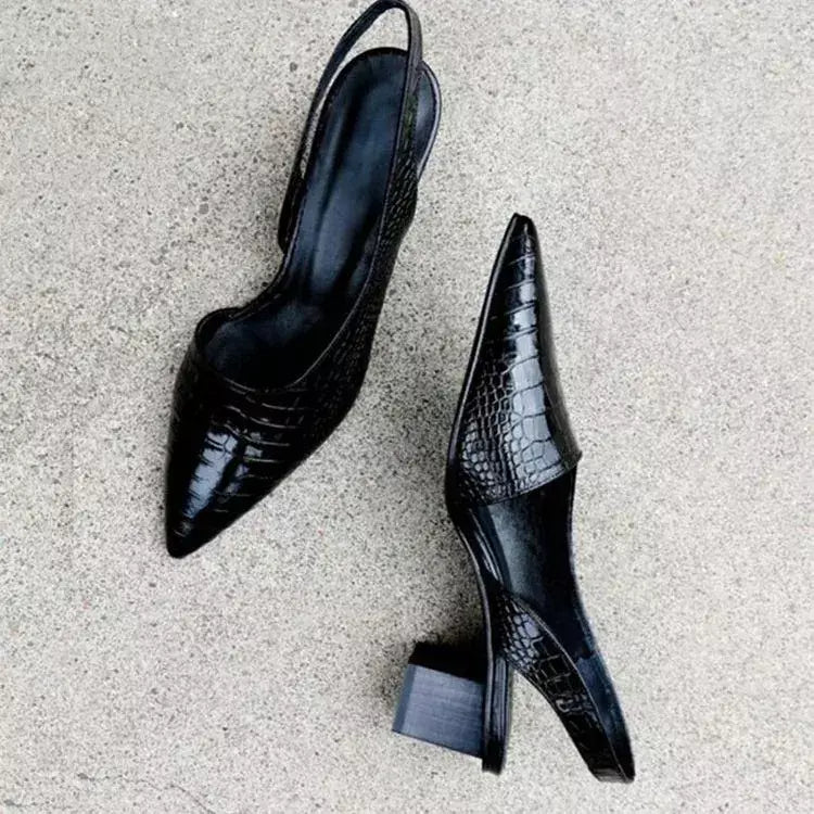 Mulheres apontou dedos bombas meados de salto grosso sandálias estilingue sapatos verão nova mulher do vintage senhora sandálias femininas chinelos sapatos