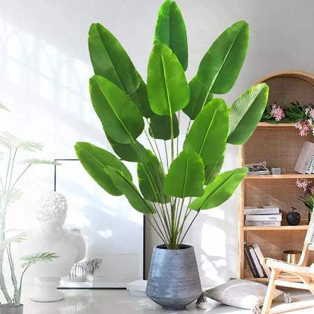 65-125cm/47.2in grande palmeira tropical falso banana planta folhas toque real strelitzia reginae planta de plástico para casa jardim