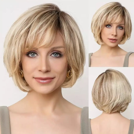Marrom loira mista ombre cabelo humano perucas dianteiras do laço curto ondulado bob cabelo glolden loira remy peruca de cabelo humano para branco feminino diariamente