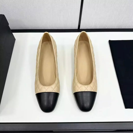Sapatos de salto alto baixo de couro genuíno para mulheres, sapatos de noite casuais, moda feminina, alta qualidade