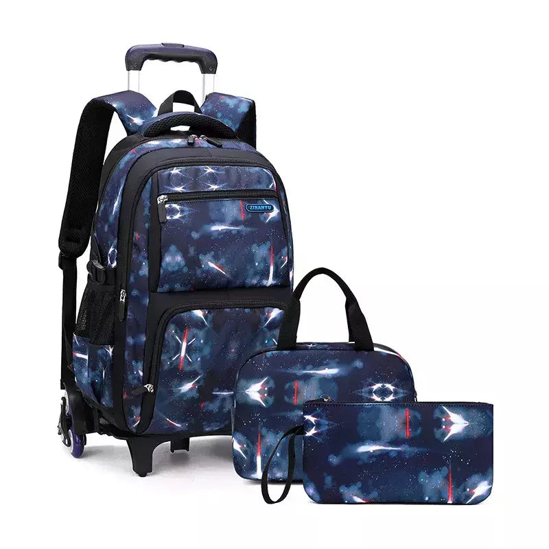 Mochila escolar com rodas para crianças, Mochila de rolamento para menino, Mochila escolar com rodas, Mochila de bagagem de mão, 6 rodas