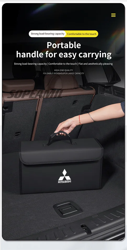 Caixa organizadora de porta-malas de carro, caixa traseira, armazenamento de arrumação, para mitsubishi outlander pajero asx colt lancer l200 triton ralliart
