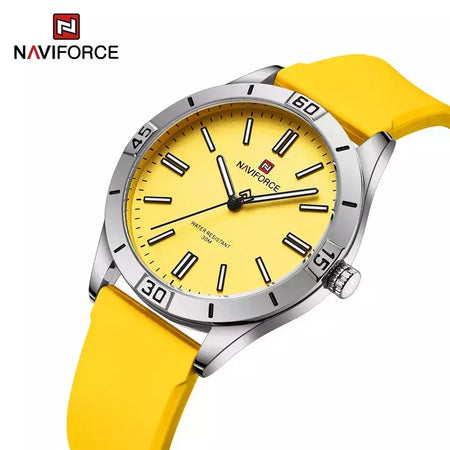 Naviforce relógio de pulso feminino simples, pulseira de silicone impermeável, novo design, moda, para senhoras, 2024