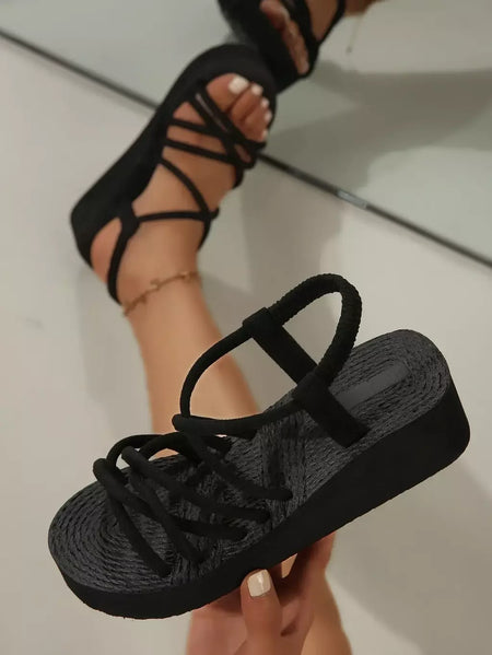 2025 mulheres sandálias de verão lazer cunhas sapatos macio eva sola leve elástico volta cinta meninas estudante plataforma sandalias