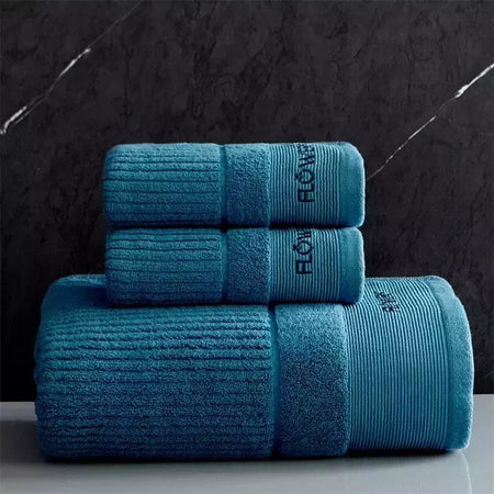 Conjunto de toalha de algodão egípcio para adultos, toalha de banho absorvente, cor sólida, bordado, toalha de rosto macio, espessado, 100%