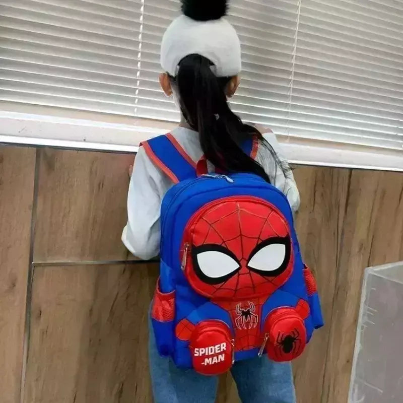 Disney-Spiderman Mochilas para Estudantes, Super Heroes School Bag, Cartoon 3D Stereo, Kindergarten Backpack, Children's Travel Bag, Gift