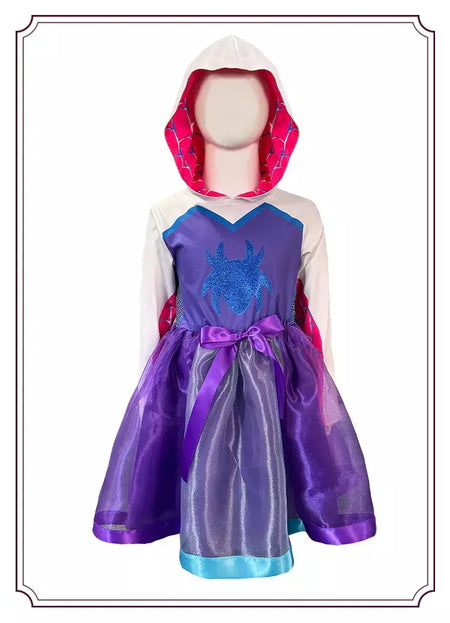 Meninas gwen fantasma aranha traje bodysuit halloween cosplay com capuz trajes de festa de férias fantasia sexy vestir-se hoodies maiô