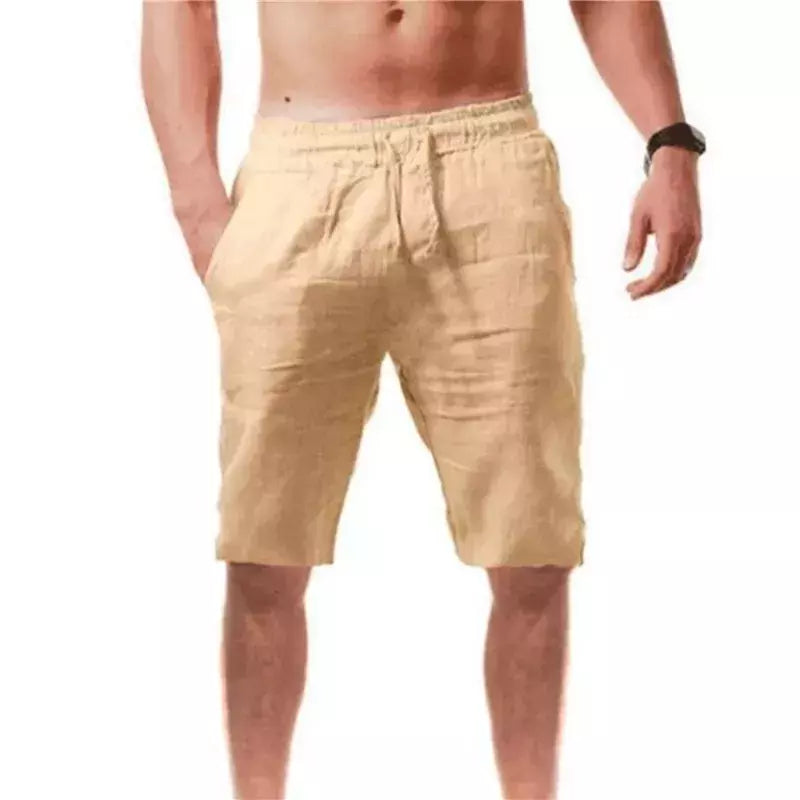 Respirável Shorts De Linho De Algodão dos homens, Calças Masculinas Verão, Calças Curtas de Cor Sólida, Fitness Streetwear, S-3XL