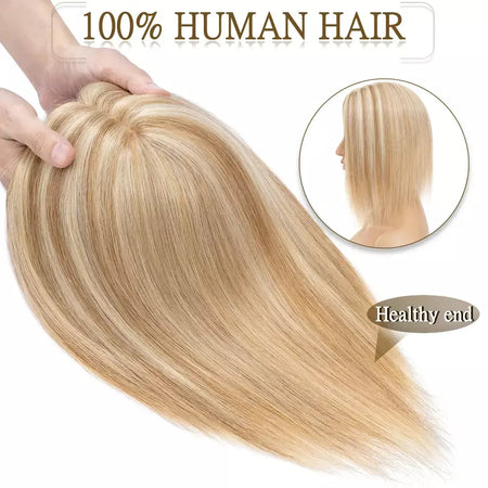 S-noilite 10x12cm toppers de cabelo em linha reta 3.5x9cm base de seda perucas de cabelo clipe em extensões de cabelo marrom cabelo humano para mulher