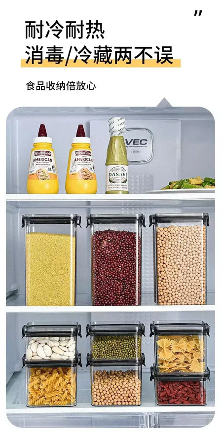 Conjuntos de cozinha empilháveis selados, 460-1800ml, caixa de plástico para armazenamento de alimentos, garrafa multigrãos, frutas secas, chá, recipientes de armazenamento