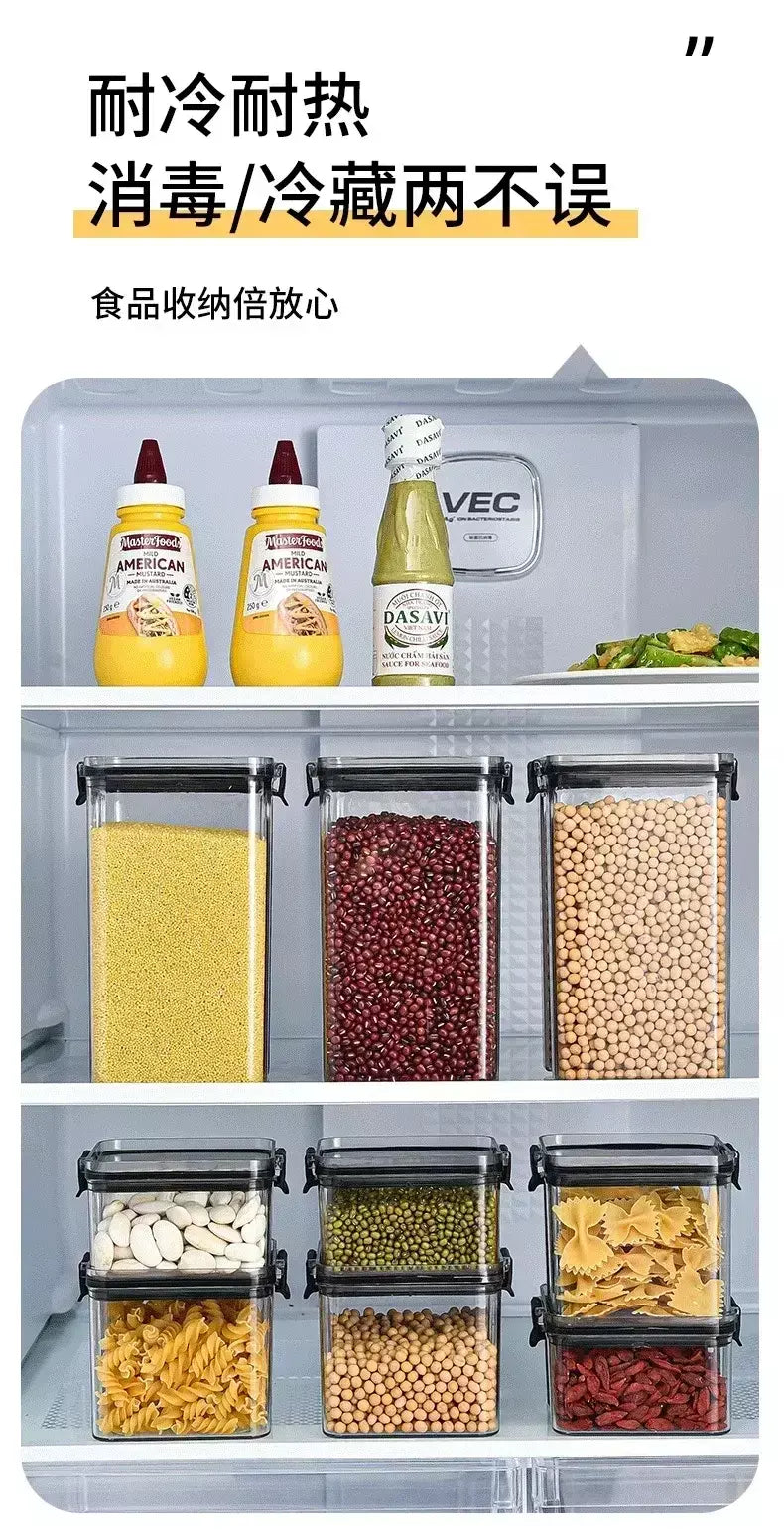 Conjuntos de cozinha empilháveis selados, 460-1800ml, caixa de plástico para armazenamento de alimentos, garrafa multigrãos, frutas secas, chá, recipientes de armazenamento