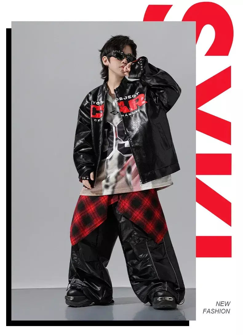 Meninos hio hop letras jaqueta de couro dança de rua calças de carga soltas meninas k-pop streetwear crianças conjunto de roupas jazz traje