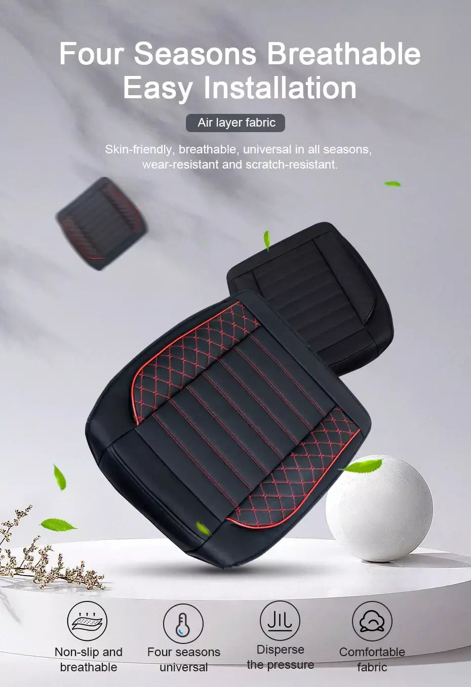 SEAMETAL Capa de assento de carro totalmente cercada, couro PU premium, protetor de assento automático, almofada anti-arranhões, tapete de proteção para cadeira