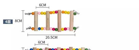 Pássaro papagaio brinquedos colorido pendurado gaiola escadas de escalada com papagaios de madeira natural suspensão ponte balanço brinquedos pássaro brinquedo suprimentos