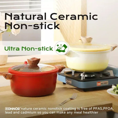 Donnor cerâmica não revestida antiaderente pan 0 panela de sopa de flúor frigideira fogão de indução pote universal cozinha cozinhar ferramentas