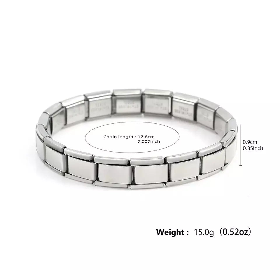 Moda praça itália pulseiras de aço inoxidável para mulheres homens hiphop metal italiano módulos stretchable presente festa aniversário jóias