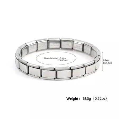 Moda praça itália pulseiras de aço inoxidável para mulheres homens hiphop metal italiano módulos stretchable presente festa aniversário jóias