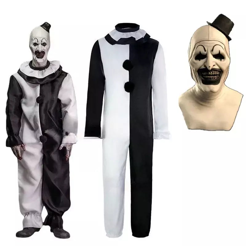 Arte o palhaço cosplay filme terrorífico 2 arte o palhaço cosplay traje macacão máscara trajes de halloween máscara para homens