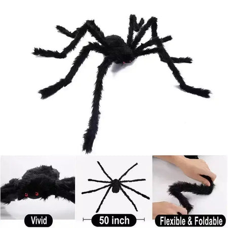 Halloween preto assustador aranha gigante enorme teia de aranha decoração de halloween para casa barra casa assombrada adereços férias decoração ao ar livre