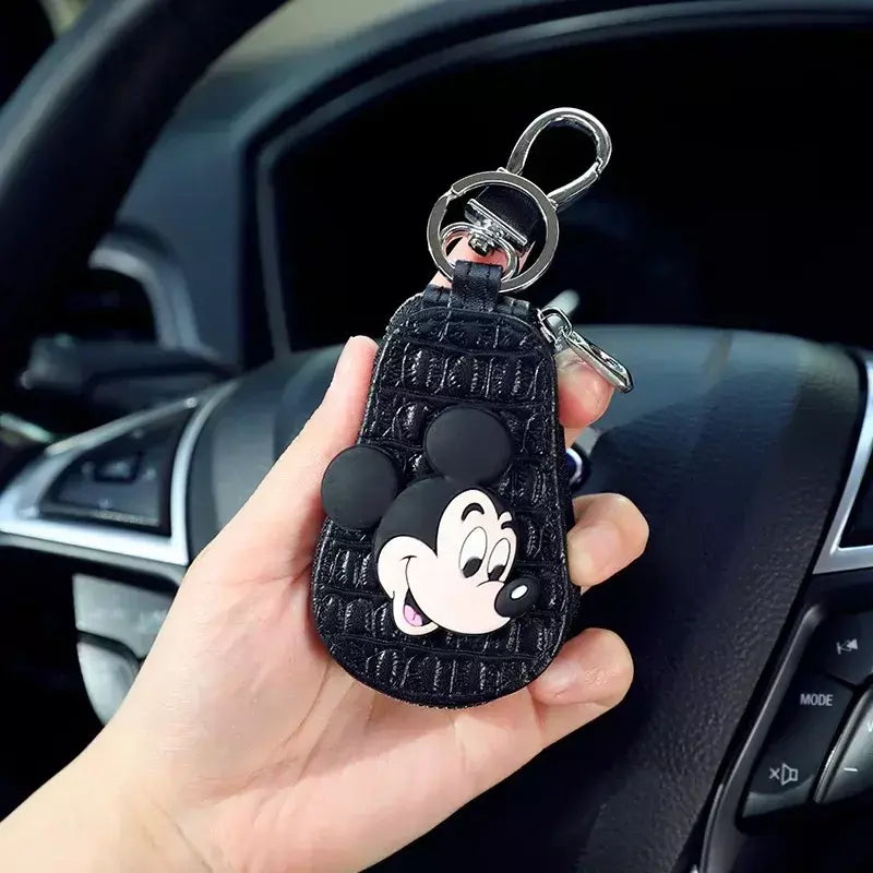 Caso chave do carro dos desenhos animados mickey minnie pato donald decoração anime figura auto chave proteção caso interior ornamento acessórios