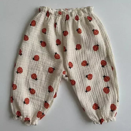 Calças de bebê de algodão orgânico recém-nascidos outono primavera verão inverno bonito impressão macia musselina roupas calças pantalons capris