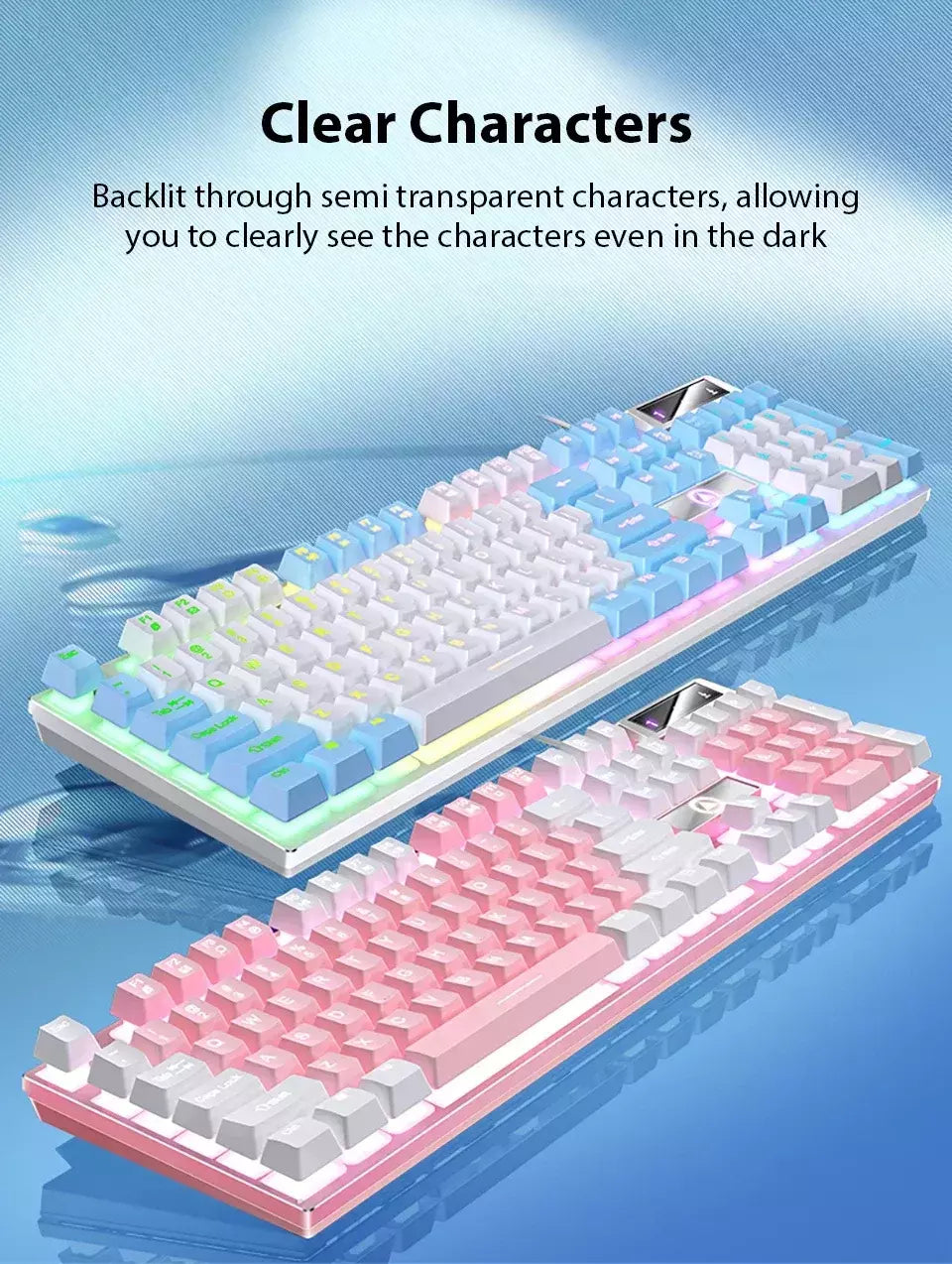K500 teclado para jogos com fio sensação mecânica laptop desktops pc computador acessórios de escritório 104 teclas teclados com luz de fundo rgb
