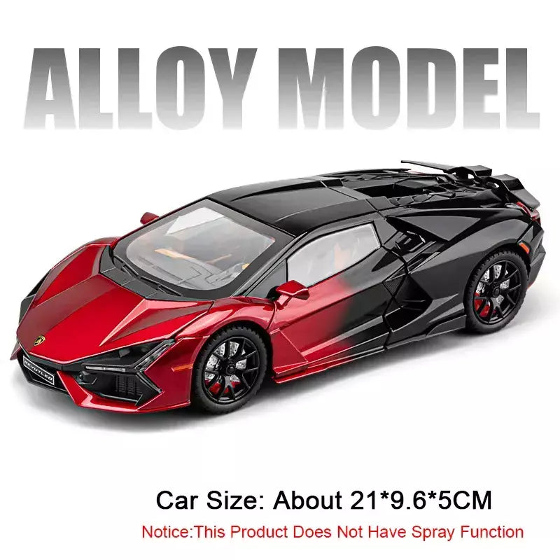 1:24 escala revuelto modelo em miniatura brinquedo carros esportivos liga diecast supercars som luz portas abertas puxar para trás para crianças presentes