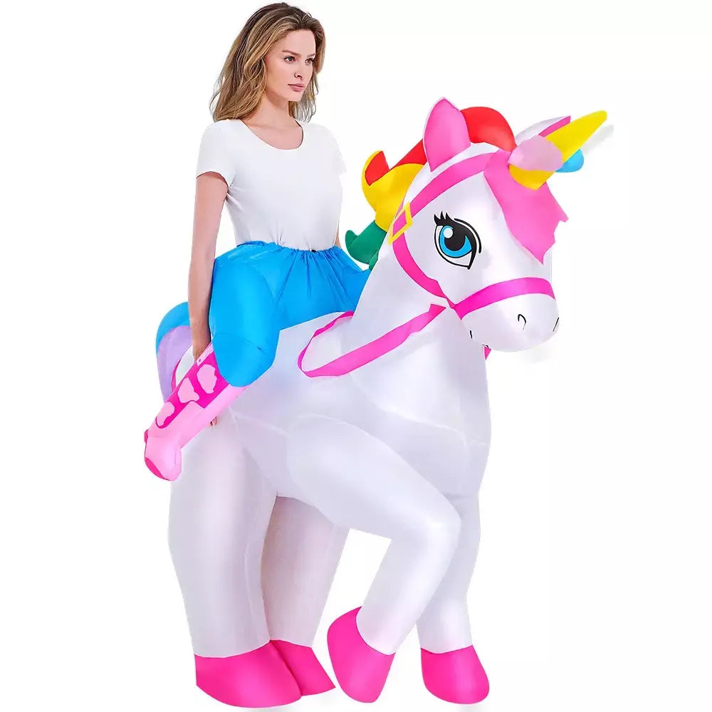 Vestuário colorido unicórnio animal trajes infláveis terno anime purim halloween carnaval festa cosplay traje para crianças adultas