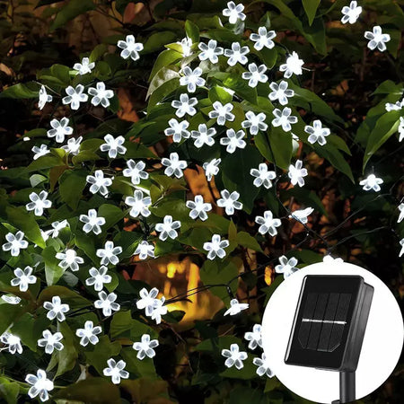Led solar luzes da corda flor de cerejeira guirlanda luzes ao ar livre solar jardim pátio decoração luzes natal festa de casamento decoração