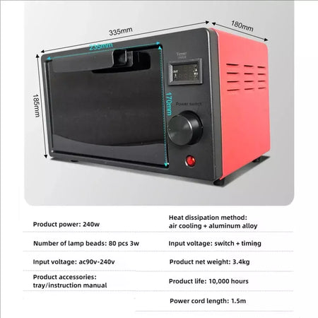 Caixa de cura uv forno de lâmpada ultravioleta 365nm 395nm 405nm led uv forno para resina uv tela flexível rápida manutenção do telefone móvel