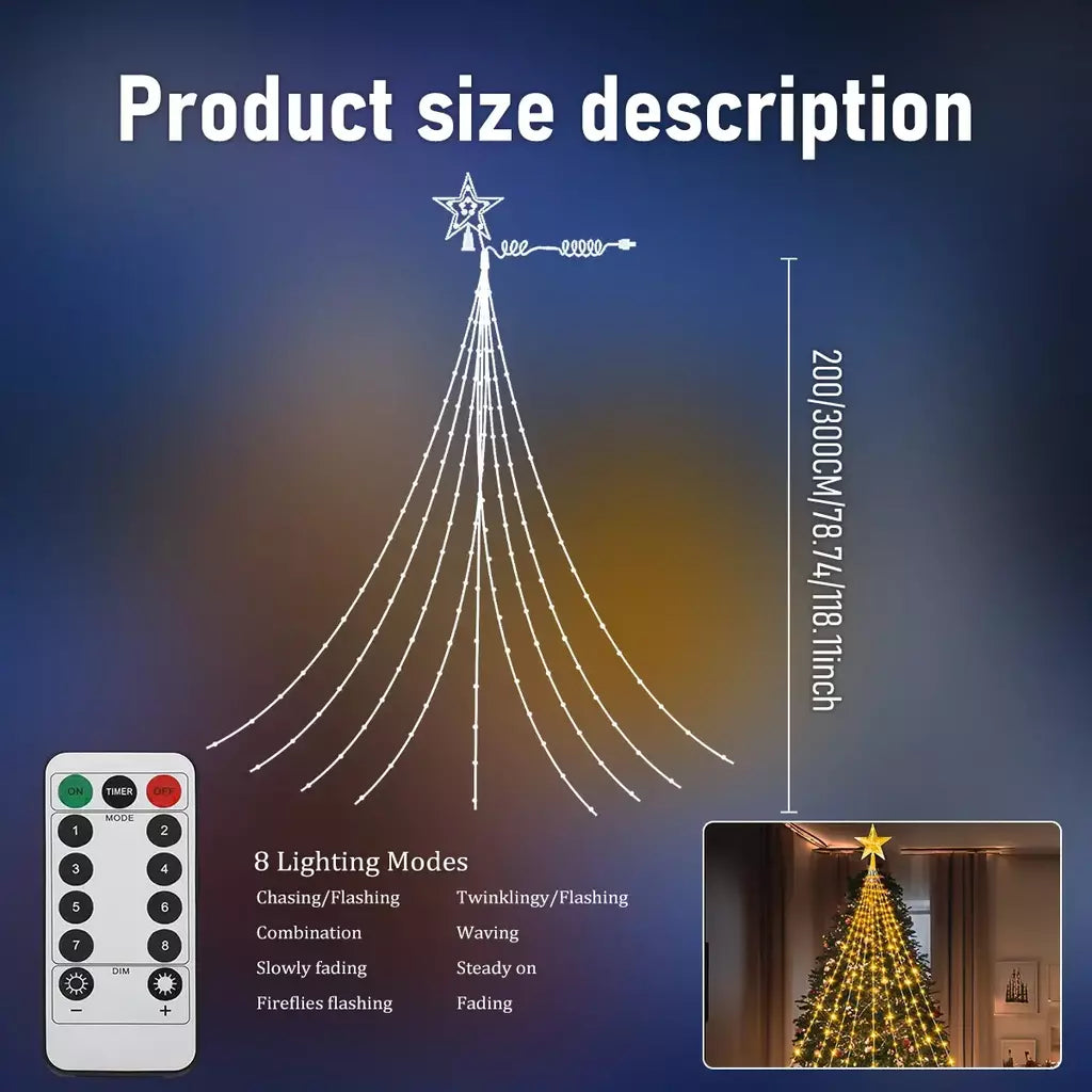 Led ao ar livre decorações da árvore de natal luzes usb 2/3m à prova dwaterproof água luzes da corda de fadas 8 modos quintal interior iluminação festa casamento