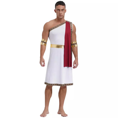 Homens antigo deus grego gladiador halloween cosplay trajes toga com mangas rei romano príncipe toga robe vestido punhos destacáveis