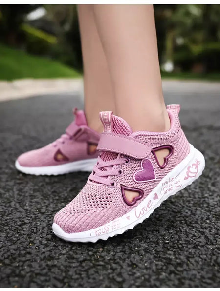 Meninas sapatos casuais luz malha tênis crianças verão primavera outono tenis bonito esporte dos desenhos animados feminino correndo meia calçado