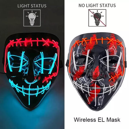 Neon sem fio led máscara de purga brilho no escuro cosplay máscara de terror halloween masquerade festa máscaras brilhantes engraçado vestir-se