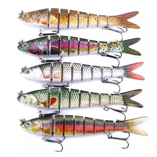 Isca de pesca multiarticulada, isca segmentada biônica de afundamento lento, 10cm/12.4g, equipamento oscilação para pesca em água doce e salgada, 5/3/1 peças