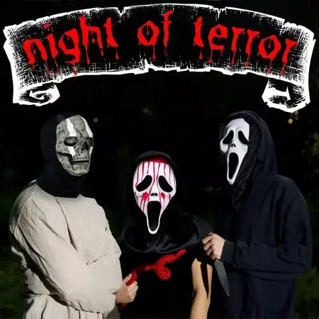 Látex grito ghostface máscara horror cabeça cheia máscara brincadeira cosplay traje filme assustador ghostface adereços decoração de casa fontes de festa