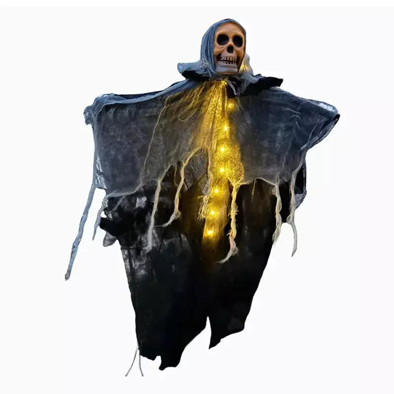 1 pçs halloween brilhante crânio esqueleto gaze pendurado fantasma casa ao ar livre decoração do jardim festa de halloween horror fantasma adereços 2025