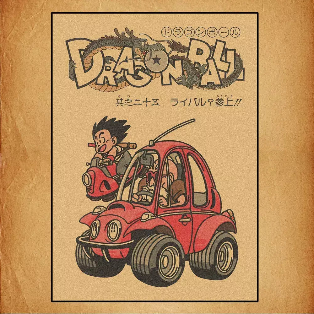 Japonês em torno do anime retro dragon ball cartaz goku gohan vegeta piccolo friza pintura em tela impressão arte da parede presente das crianças