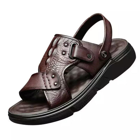 Oulylan-Sandálias masculinas clássicas de couro, sapatos romanos confortáveis, sapatos macios, calçados para caminhadas ao ar livre, verão