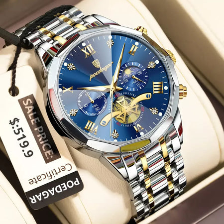 Poedagar luxo relógio masculino topo original à prova dwaterproof água luminosa cronógrafo homem relógio de pulso aço inoxidável quartzo relógios masculinos reloj